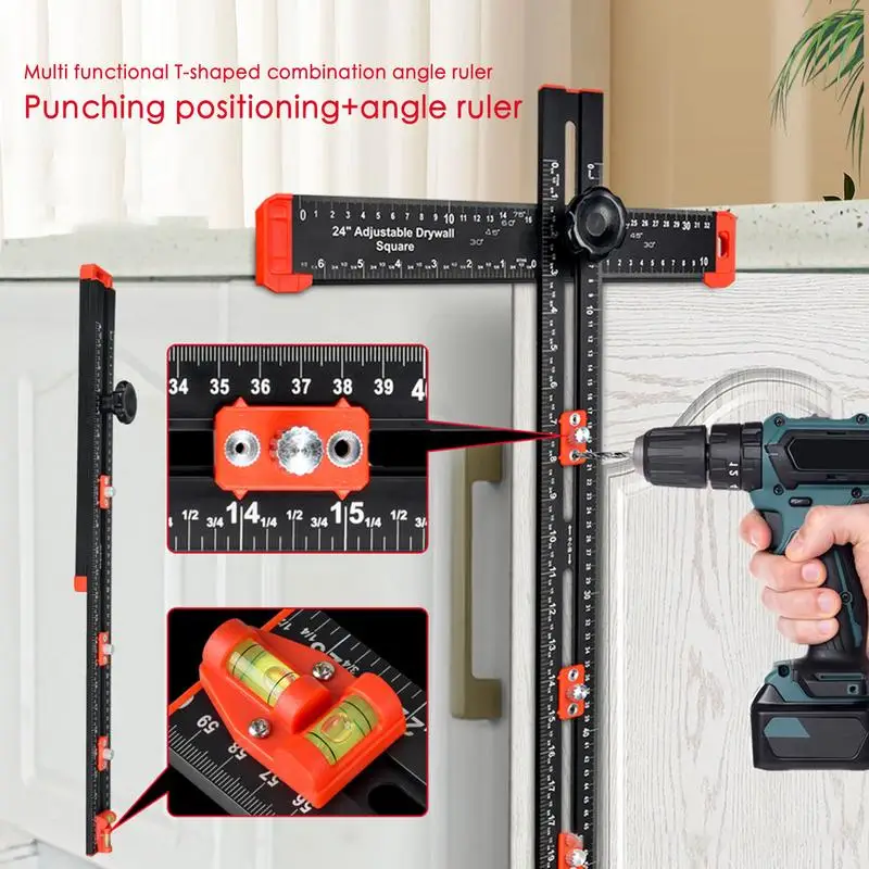 Woodworking Square 2-in-1 Drilling Positioning Ruler Shelf Pin Drilling Jig Cabinet Hardware Clamp Cabinet Hole Drilling