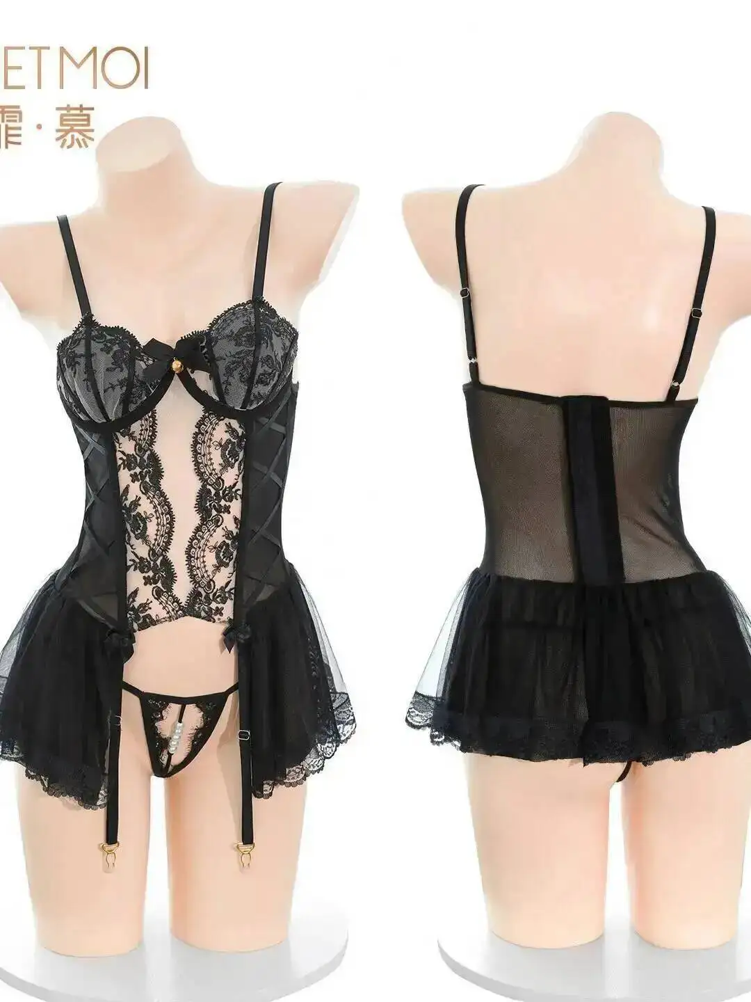 mesh lace sheer Underwire Cotton Pad Sexy Vest Erotic Dress Elegant Tank Mini Dress Hot Sexy Korean Women Mesh Lace Tops 13Q2