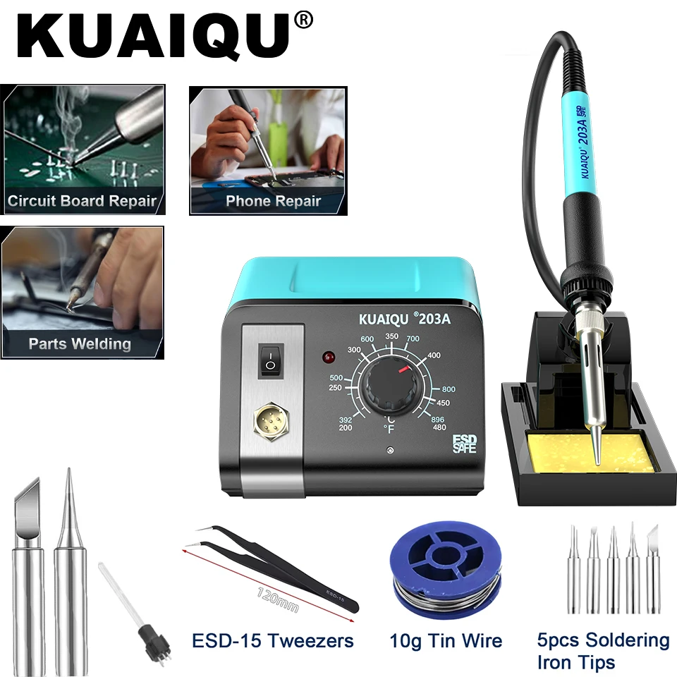 

KUAIQU Portable 75WThermostatic Electronic Iron Station Temp Adjustable Self Sleep Mode Welding Soldering Iron Digital Soldering