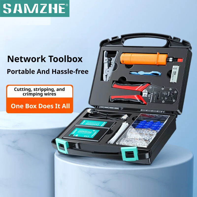 SAMZHE 11 in 1 Network Tool Kit, Professional Portable Ethernet Computer Maintenance LAN Cable Tester Crimper Cutter Repair Tool