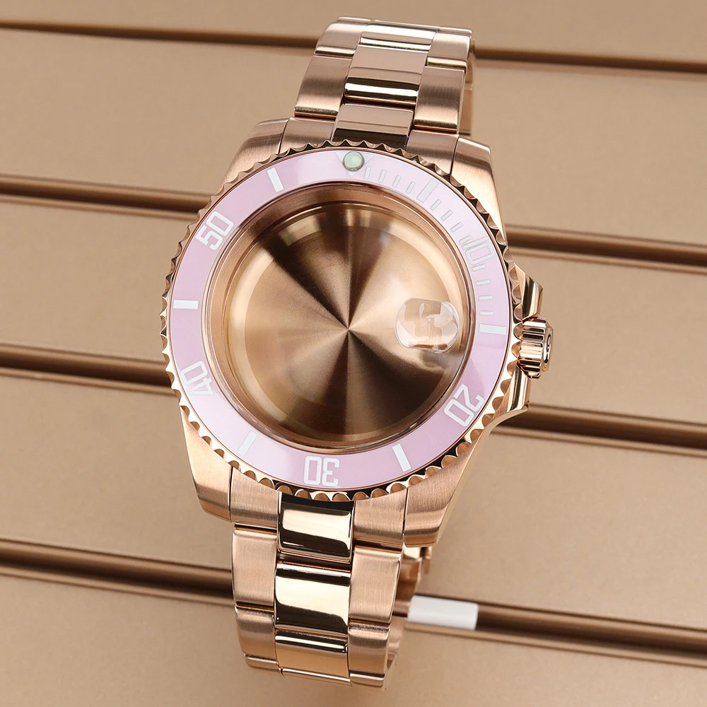 

SUB 40mm Watch Cases Steel Bracelet Water Resistance With Sapphire 120 Click Bezel For NH35 NH36 NH34 Miyota 8215 ETA 2824 20ATM