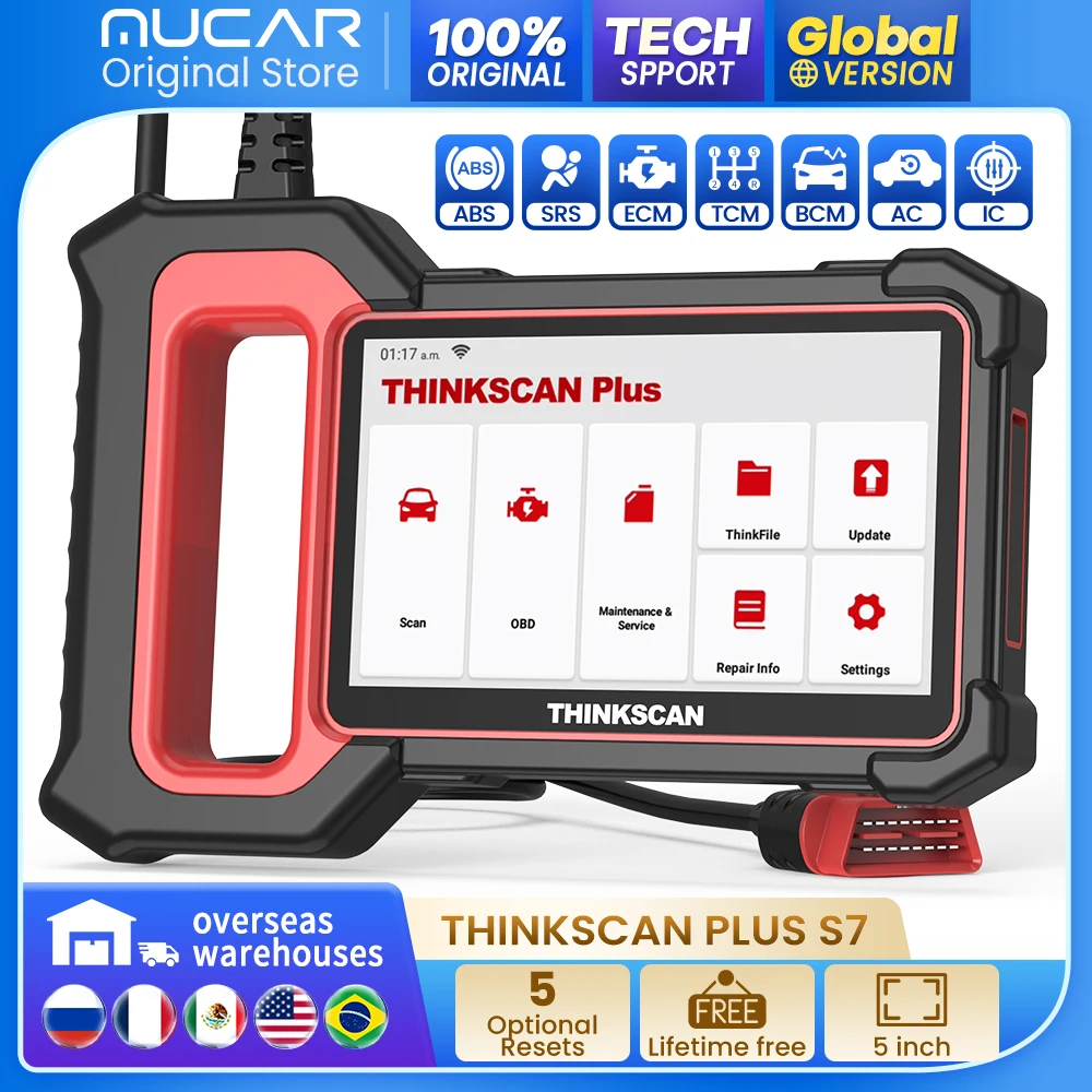 Thinkscan Plus S4 S7 Car diagnostic tools auto obd2 scanner abs srs ecm tcm bcm code reader support 28 reset scan Lifetime Free