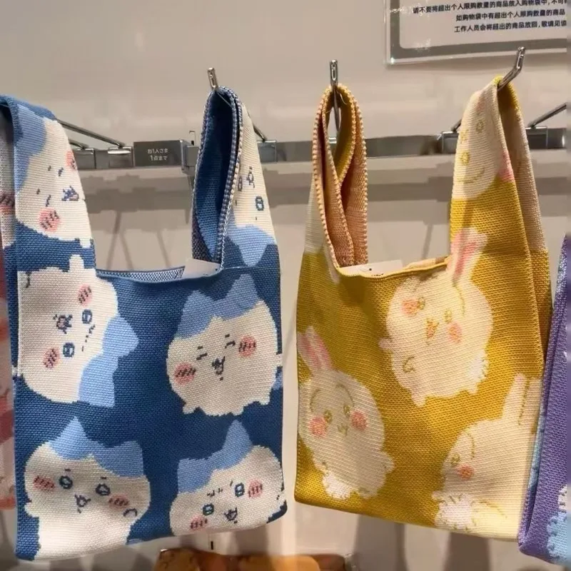 New Chiikawa Hachiware Usagi Kawaii Anime Cartoon Knitted Handbag Fashion Tide Wrist Bag Be All-match Gifts for Girls Sweetness