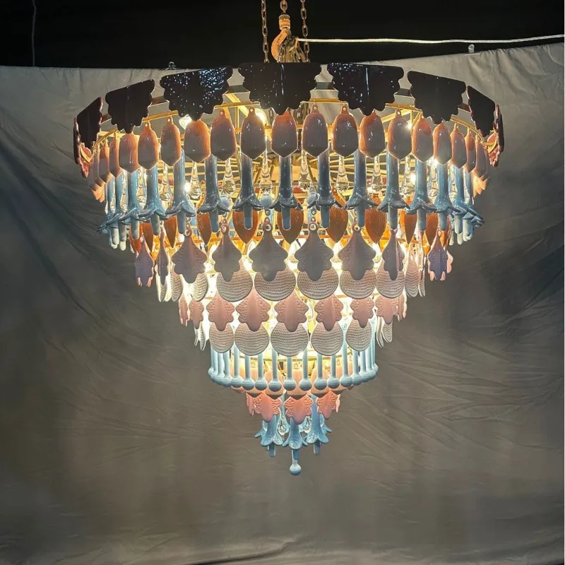 French Vintage Mid-Century Colorful Ceramic Pendant Light LED Living Dining Bedroom Villa Hallway Home Decor Novelty New