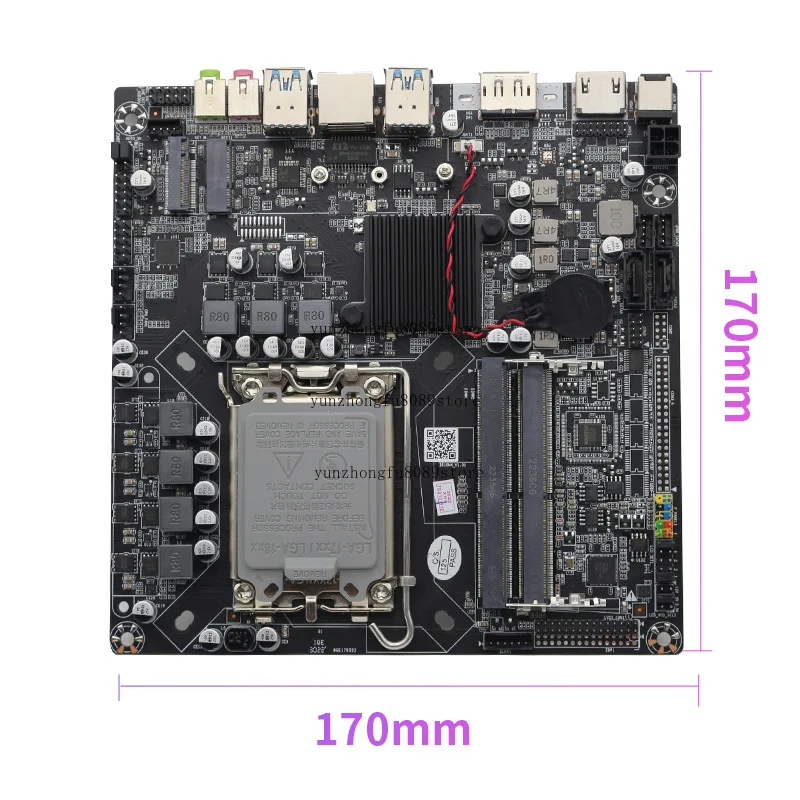 H610-D4 Ultra-Thin Mini ITX Motherboard, 17x17 DC-Supported Industrial Control All-in-One Board for 12th Gen H610ITX Systems