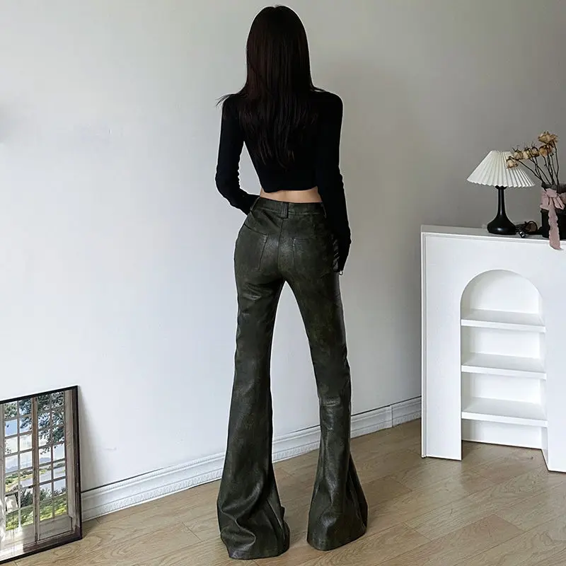 Micro-Flared Trousers With Slits And Multi-Button Design Autumn Winter New High-Waist Slimming Women'S Retro Flared Trousers