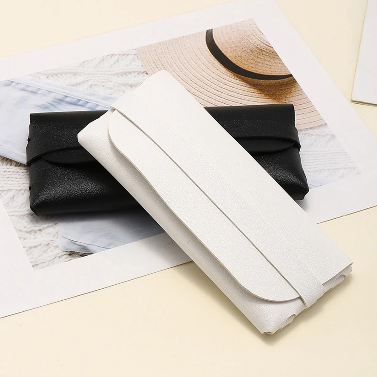 Black and White Soft and Stylish Leather Glasses Cases - Glasses Protection Bags, Travel Accessories for Men and Women - Stylish