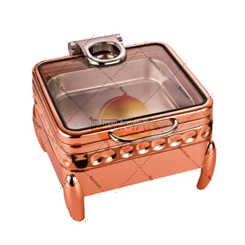 Hotel & Restaurant Supplies New Item Hot Selling 6L Hammered Stainless Steel 18/10 Luxury Food Warmer Set