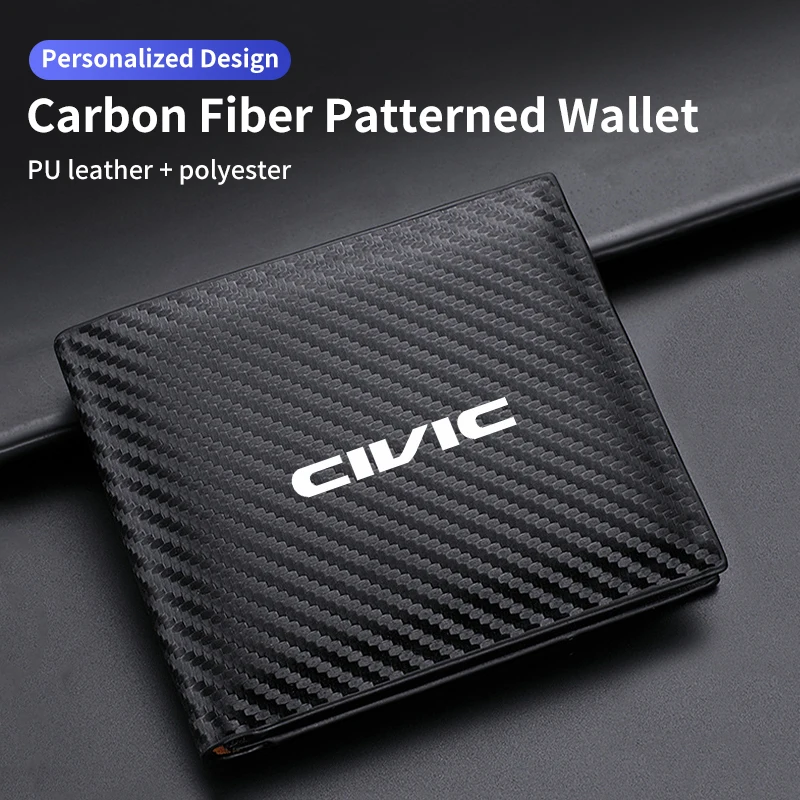 

Car Men Wallet Carbon Fiber Credit Card Holder Car License Storage Bag For Honda Civic CRV Accord Fit Jazz Transalp CBR cb500x