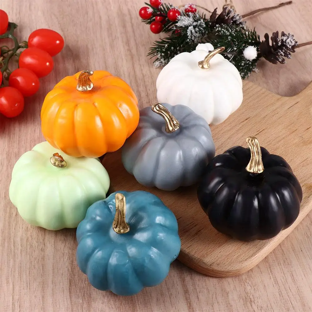 Vegetable Family Bar Ornament DIY Craft Simulation Pumpkin Model Fall Harvest Decor Halloween Decoration Artificial Pumpkin