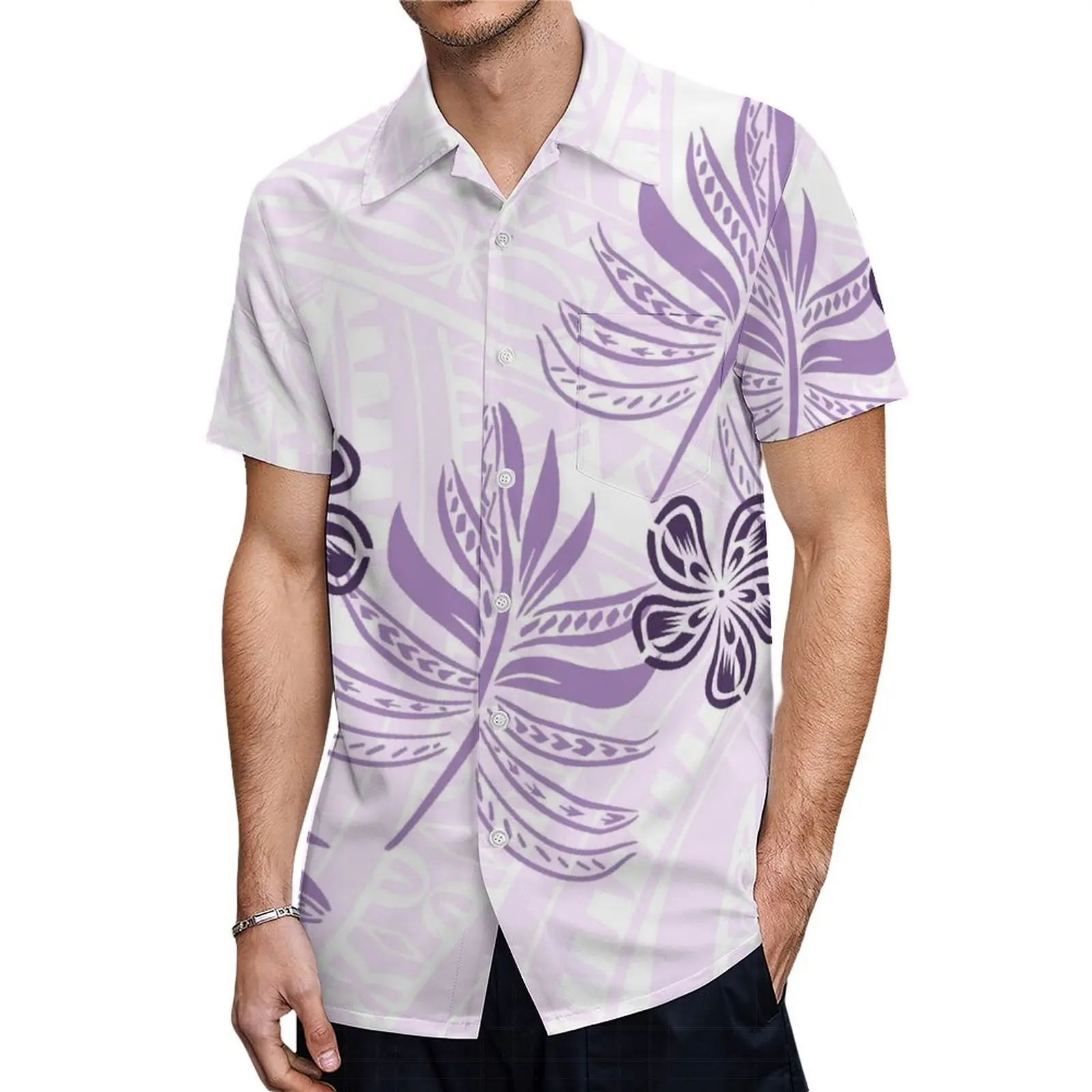 

ofdfguhjkl Polynesian Hawaiian Pacific Island Ethnic Style Fashionable Beach Aloha Top Shirt
