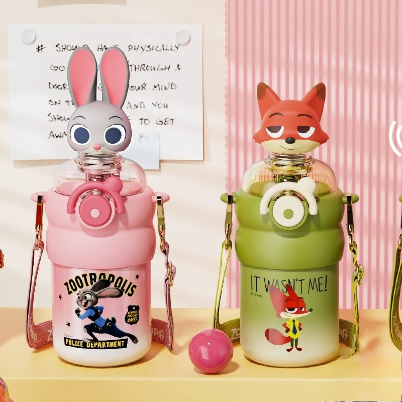 

New Disney Anime Zootopia Thermos Cup Cartoon Characters Nick&Judy 3D Figurine Thermos Cup Boys and Girls Gifts