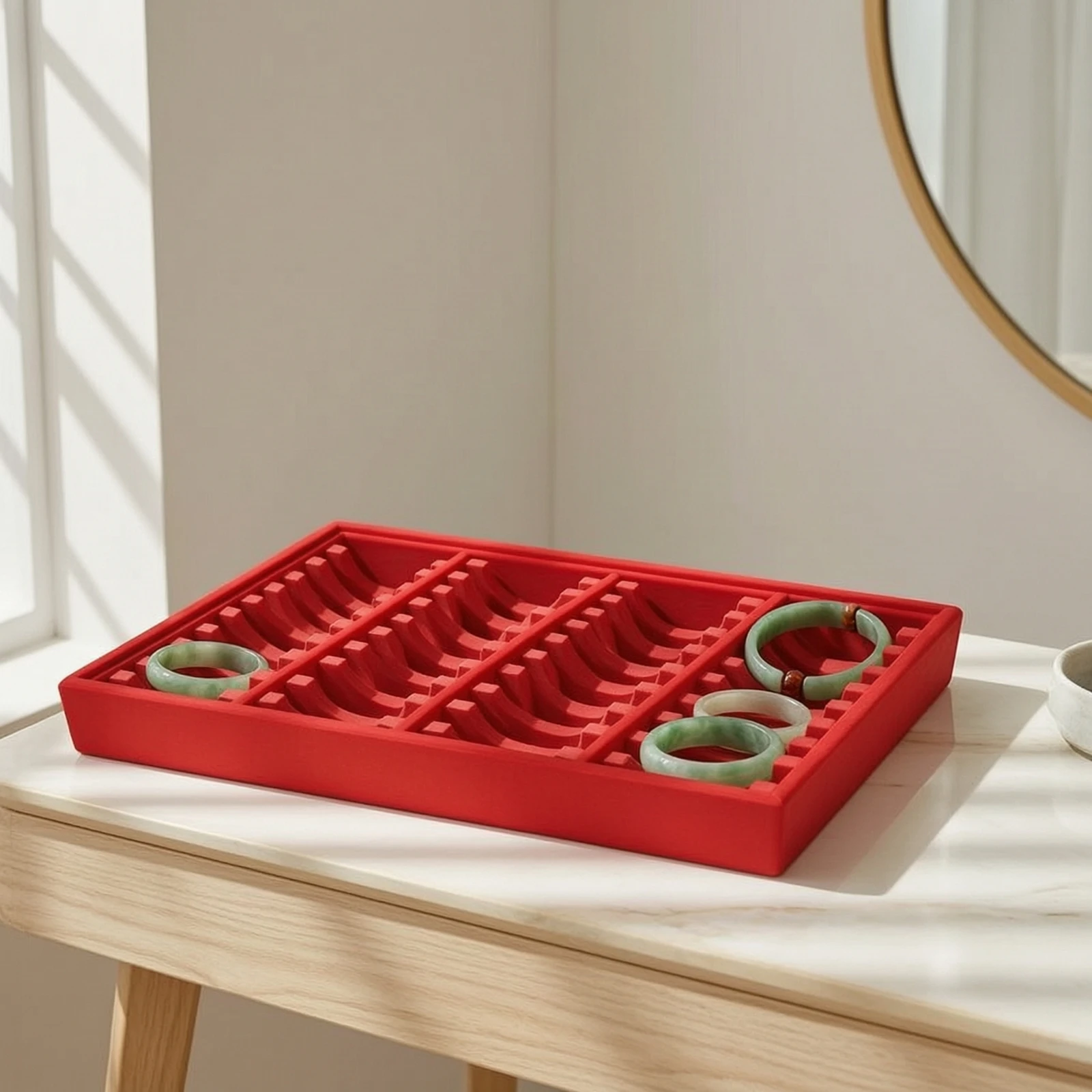 Jewelry Display Tray with Slots Rectangular Bracelet Display Tray Bangle Organizer Insert Open Design Bangle Organizer Sturdy