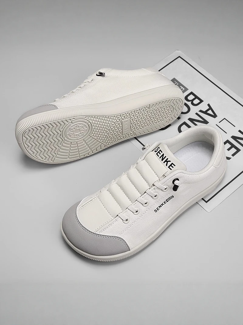 

Casual Canvas Men's Shoes Summer New Wide Last Slip-On Low Top Breathable Flat Heel round Toe Pure Color Footless Youth Shoes