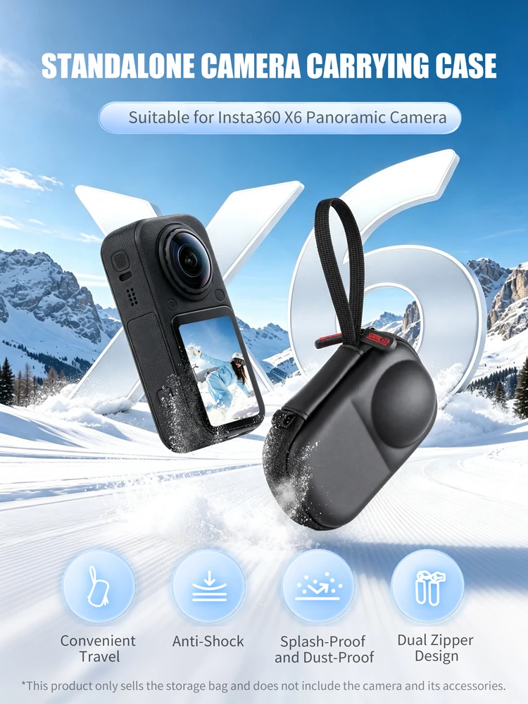 Hard Shell Mini Camera Storage Bag For Insta360 X6 Protective Bag With Tripod Mount Hand Strap Carabiner For Outdoor Shooting