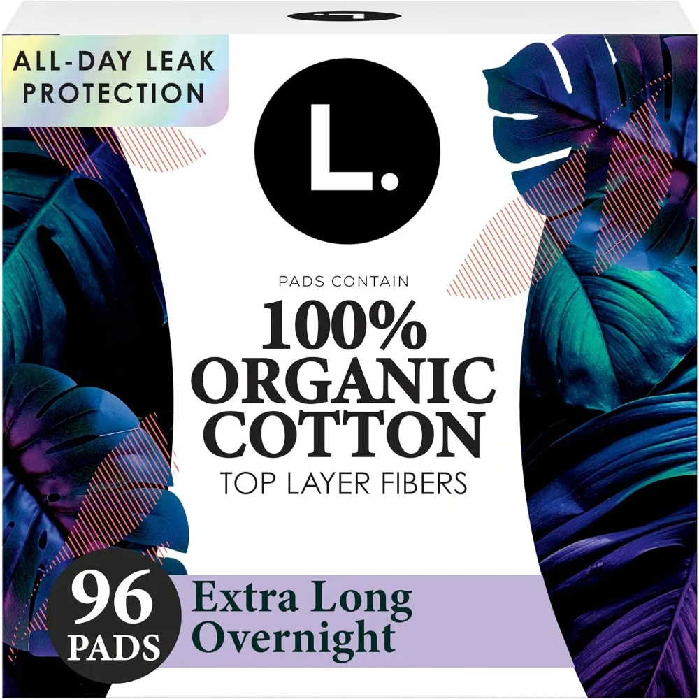 

Ultra Thin Overnight Pads Organic Cotton Top Unscented Wings 96 Count