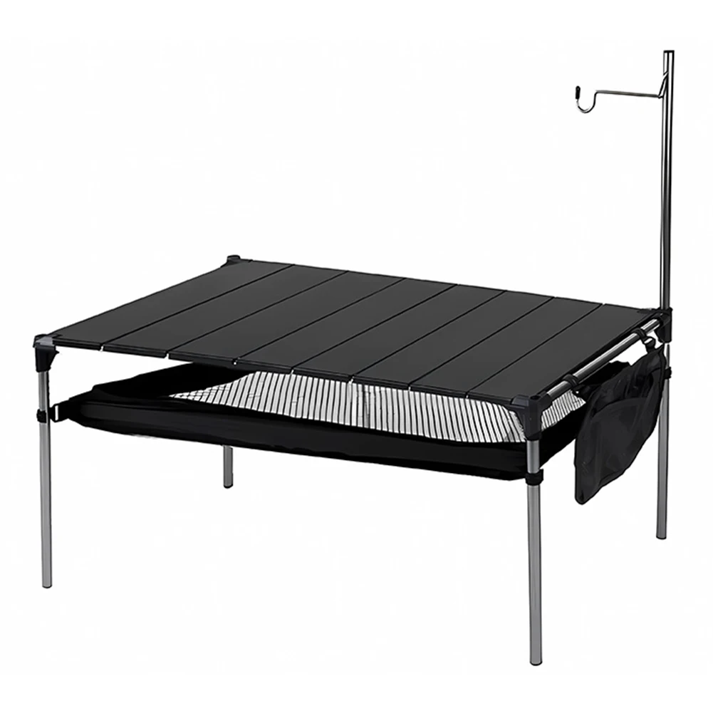 Camping Aluminum Alloy Table Portable Grill Table with Large Storage Organizer Carrying Bags Ultralight for Picnic Beach BBQ RV