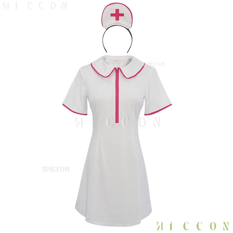 アニメマキマコスプレセクシーなナースチェーンソーマンコスプレ衣装ドレスナースキャップかつら手袋ストッキングハロウィンコスチューム女性のための