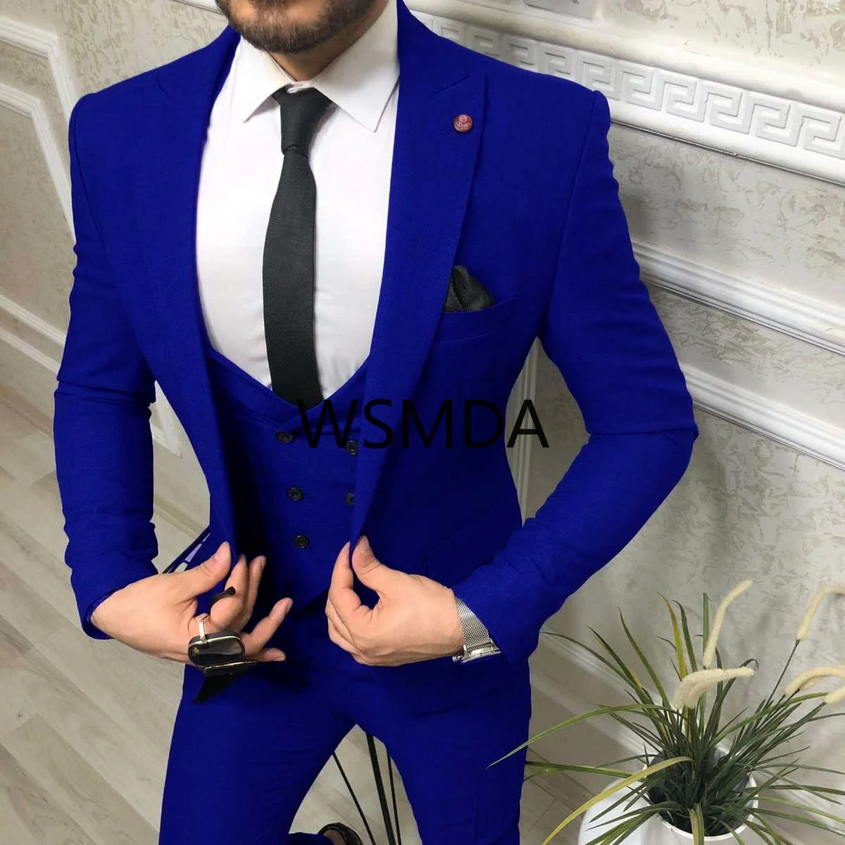 Men Suit 3 Pieces ( Jacket + Vest + Pants ) Made in Turkey Wool Fabric High Quality Fashion Blazzer Clothing Male Suits Cheap