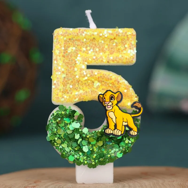 شمعة رقمية من Lion King Simba رقم 0-9 لوازم تزيين كعكة عيد ميلاد الأطفال مستلزمات إكسسوارات حفلات الرسوم المتحركة #5