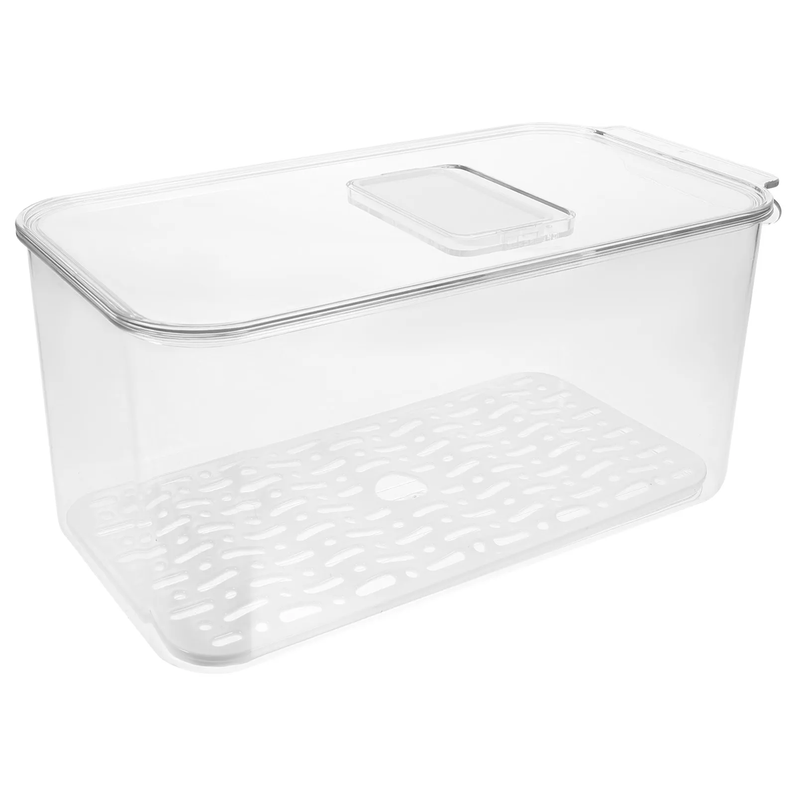 

Transparent Refrigerator Organizer Bin with Drain Tray Large Capacity Fruit Vegetable Storage Container Fresh Keeper Fridge