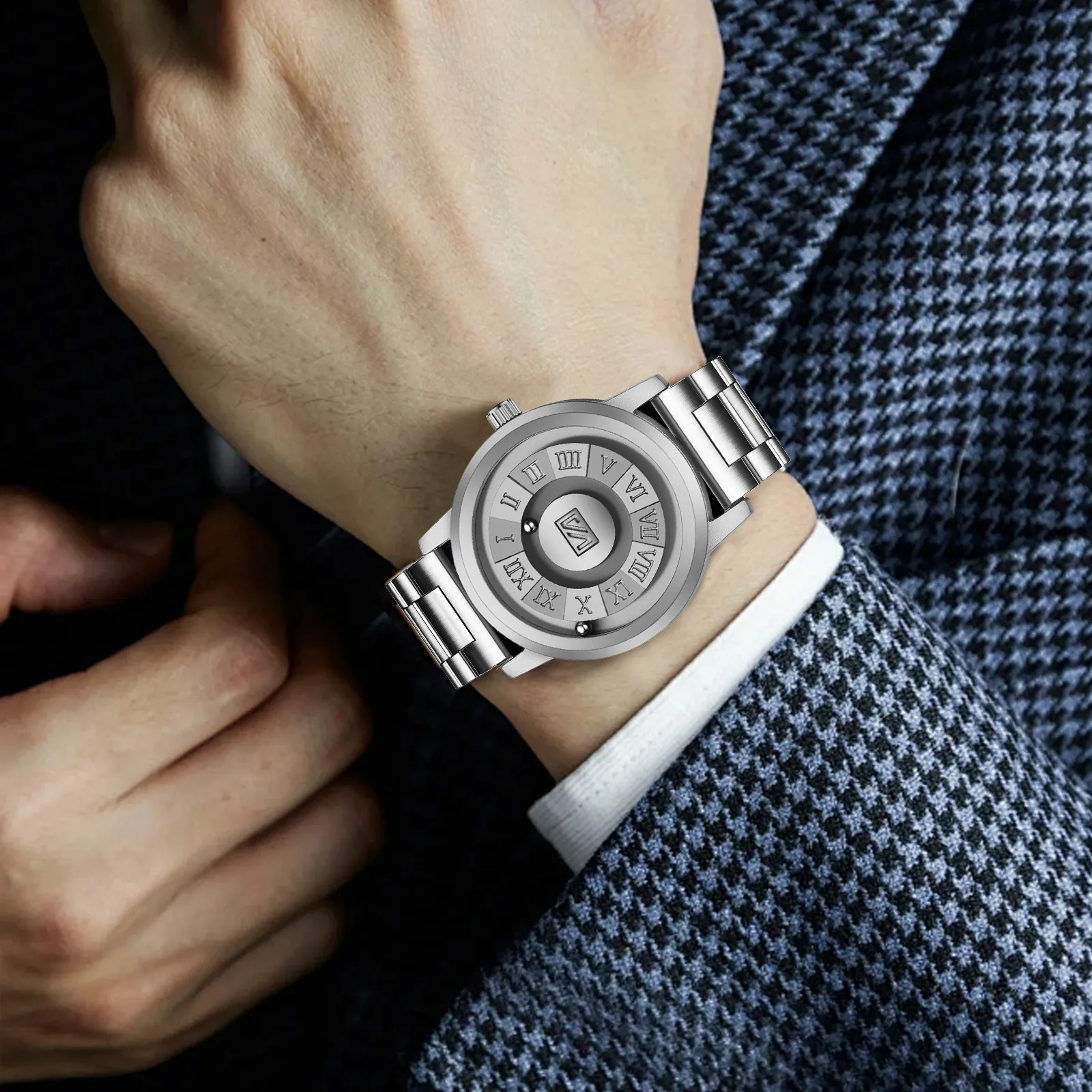 ساعة كاجوال كلاسيكية للرجال من الفولاذ المقاوم للصدأ رياضية مقاومة للماء ساعات رجالية كوارتز عرض ساعة Relogio Masculino