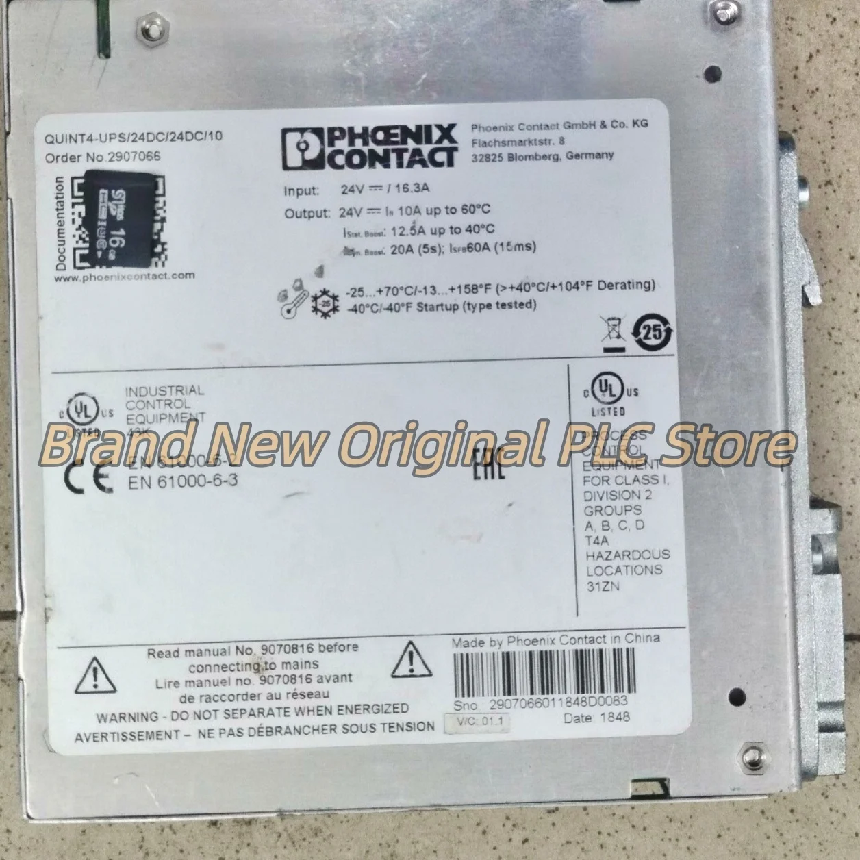 

2907066 QUINT4-UPS/24DC/24DC/10 Brand New 2907071 QUINT4-UPS/24DC/24DC/20