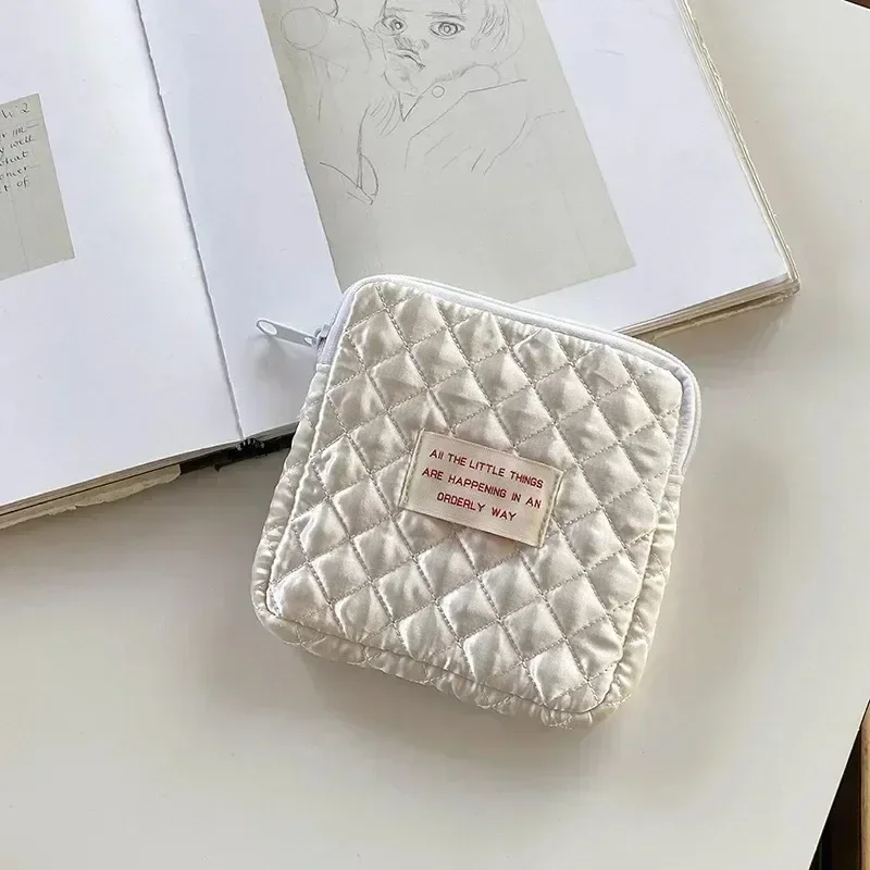 Sacs de rangement pour serviettes hygiéniques en coton, porte-monnaie coréen mignon, étui en poudre pour carte d'évaluation de bijoux, petits sacs à cosmétiques de maquillage