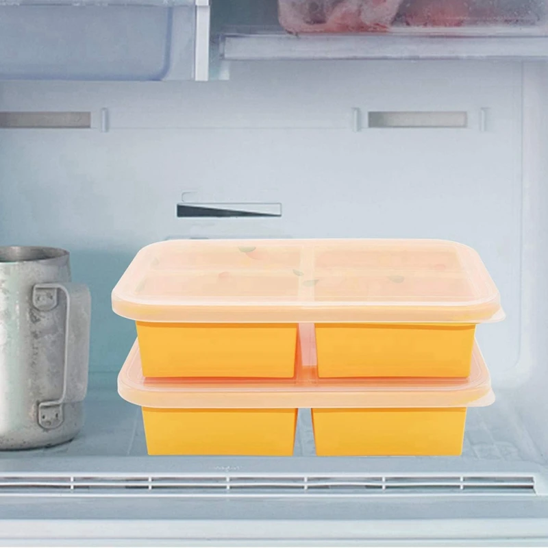 Cup Silicone Freezing Tray With Lid,2 Pc , Food Freezer Molds Freeze And Store Soup