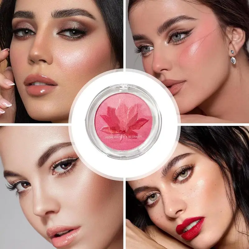 Bloem Reliëf Blush Gezicht Make-Up Matte Glinsterende Pigment Waterdichte Natuurlijke Nude Helderende Wang Rouge Oogschaduw Make-Up