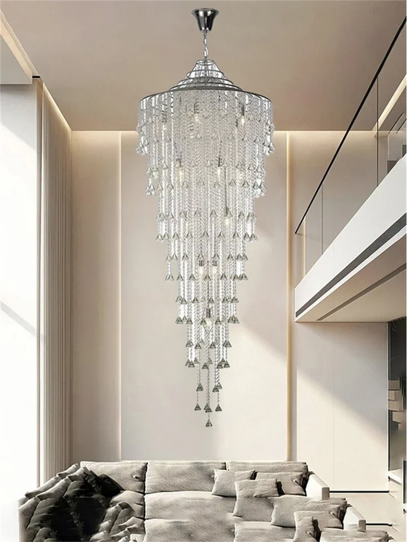 French chandelier luxury hotel engineering custom crystal chandelier staircase loft LED lighting