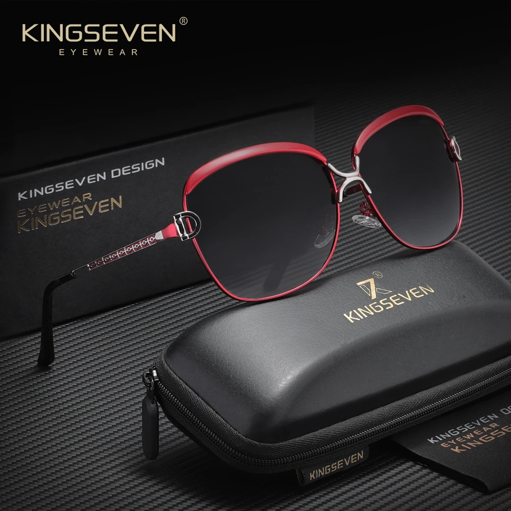 

KINGSEVEN Oversized Sunglasses Alloy Frame For Women Leisure Vacation Eyewear Polarized UV400 Glasses