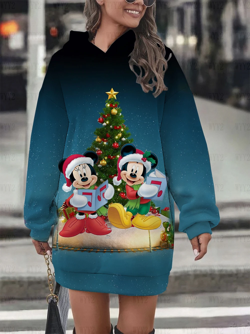 2024 new autumn and winter Disney Mickey Mouse Mickey print sweatshirt Christmas gift women\'s comfortable dress hoodie