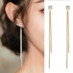 2021 Fashion Crystal Long Tassel Dangle Earrings for Women Elegant Temperament Drop Earing Trend Jewelry Gift