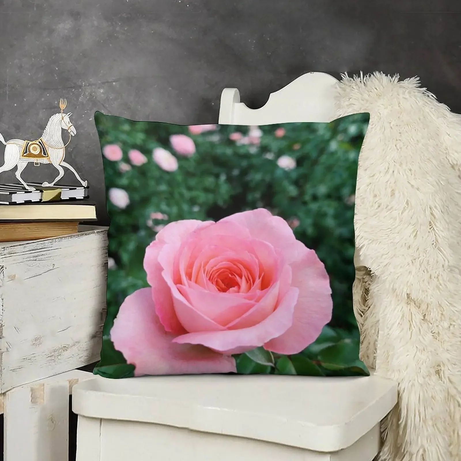 

Elegant Pink Rose Garden Throw Pillow home decor items Luxury Pillow Cover Christmas Pillow