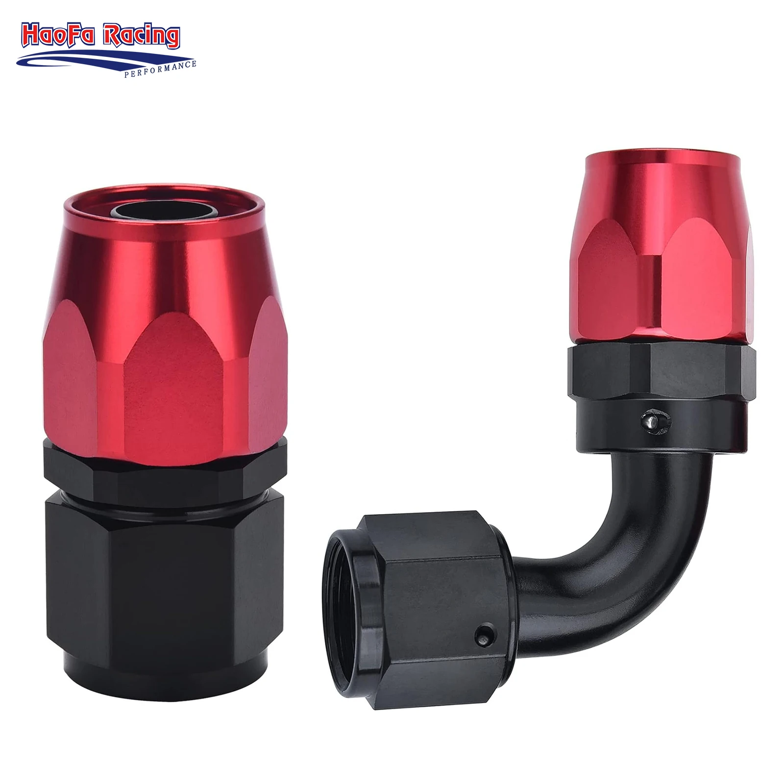 

Universal Aluminum AN4 AN6 AN8 AN10 AN12 Hose End Fitting 0Degree 90 Degree Swivel for CPE Braided Hose Black&Red