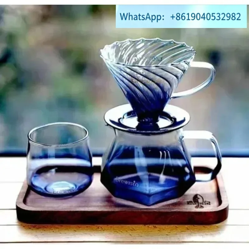 Brewista Handmade 500 400ml Shadow Glass Coffee Server with Artisan Tornado Duo  V Shape Pour Over Glass Dripper Sharing 1-2cups