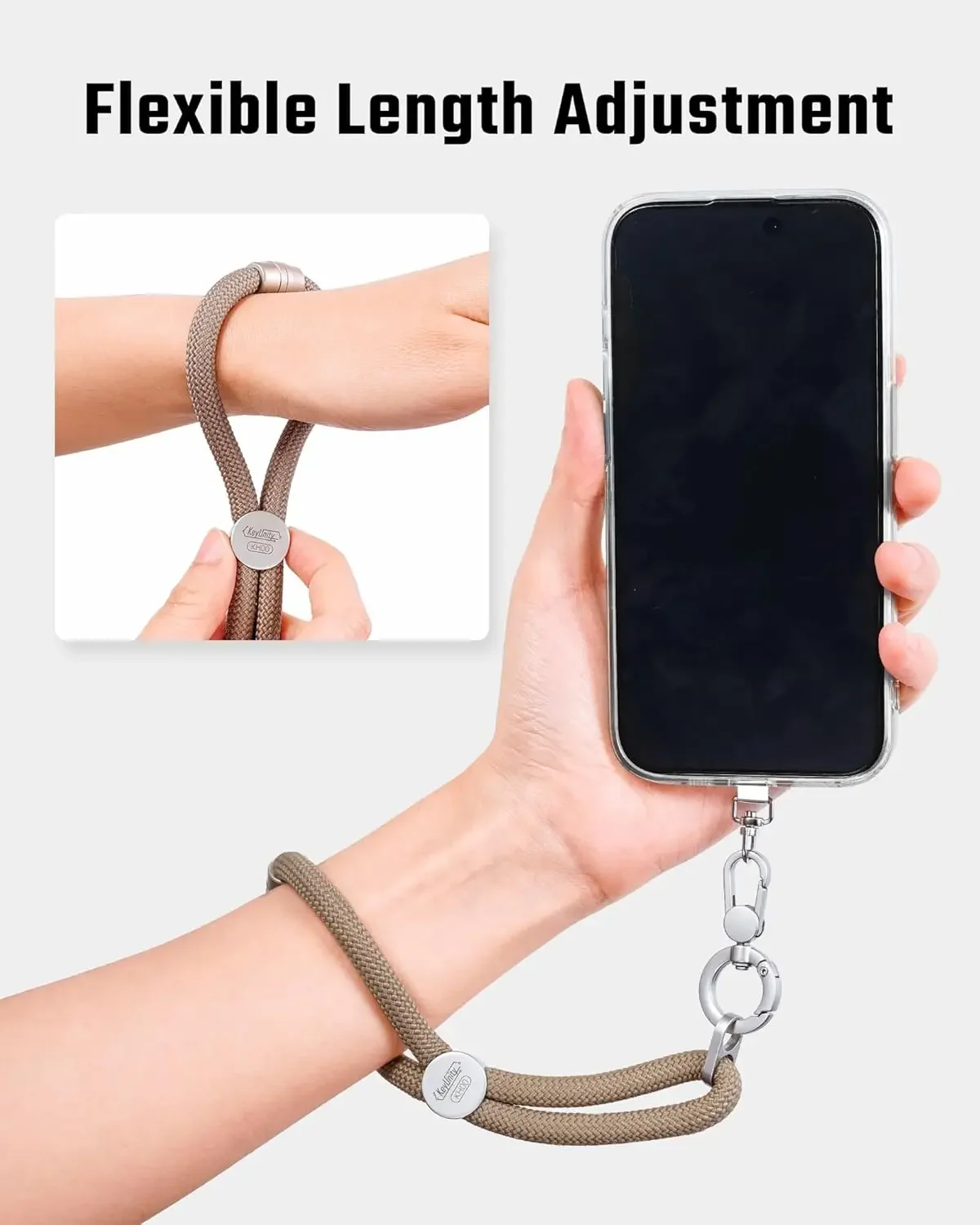 KeyUnity KH00 Adjustable Phone Lanyard Wrist Strap with Two Clip Options DIY Length Cord for Hands Free Everyday Use