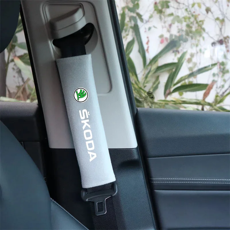 2Pcs Car Seat Belt Shoulder Protector Cover Safety Belt Padding Pad for Skoda Octavia Superb Rapid Kodiaq Fabia Auto Accessories