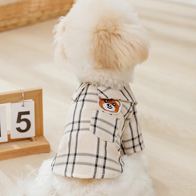 Fashion Plaid Dog Shirt Breathable Dog Clothes Cute Puppy Coat Summer Cat Shirt Pet Product Chihuahua Costume Pet Dog Clothing