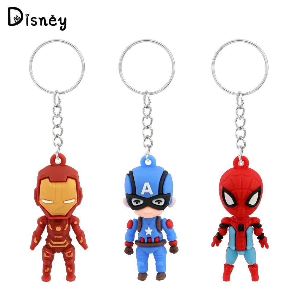 

Marvel Superhero Keychain Avengers Spiderman Captain America Figure Pendant Keyring Car Backpack Decoration Accessories Gifts