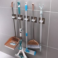 Kitchen Bathroom Storage Adhesive Multi-Purpose Hook Rack Wall Mounted Mop Organizer Holder Broom Hanger Strong Hooks Home Tool