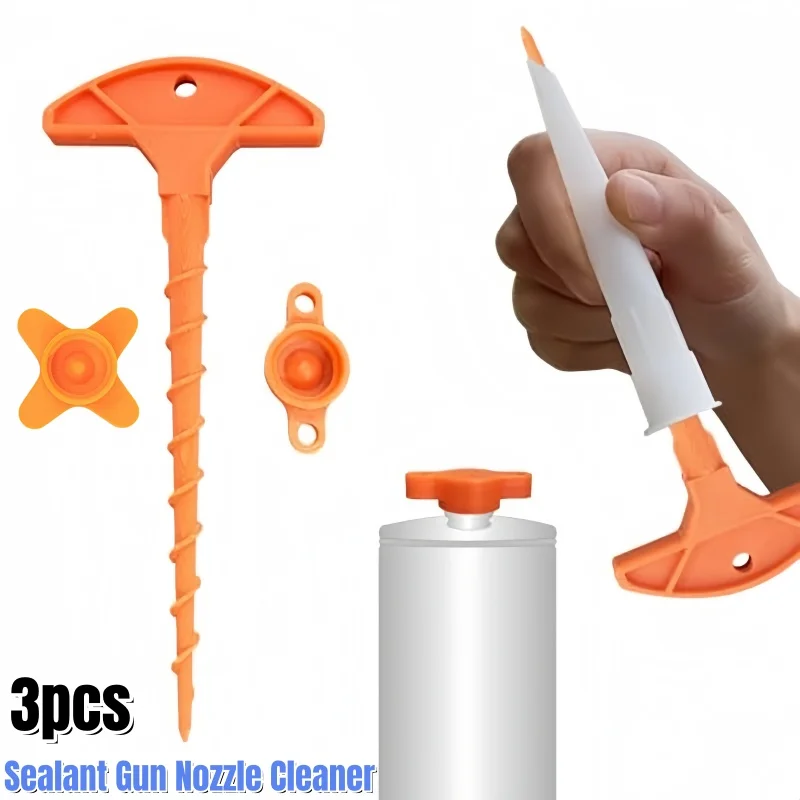 

3Pcs Sealant Gun Nozzle Cleaner Tools Set,Glass Glue Nozzle Unblocker&Seal Caps,Prevents Drying for Standard Glass Sealant Tubes