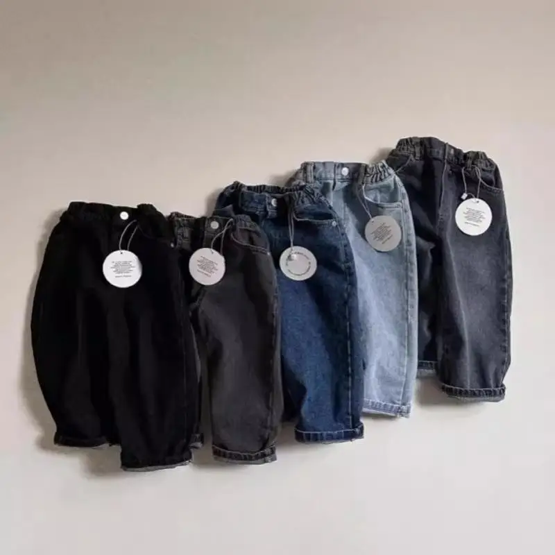 

2025 Autumn New Baby Denim Trousers Solid Kids Girls Casual Pants Fashion Children Jeans Boys Loose Harem Pants Toddler Clothes