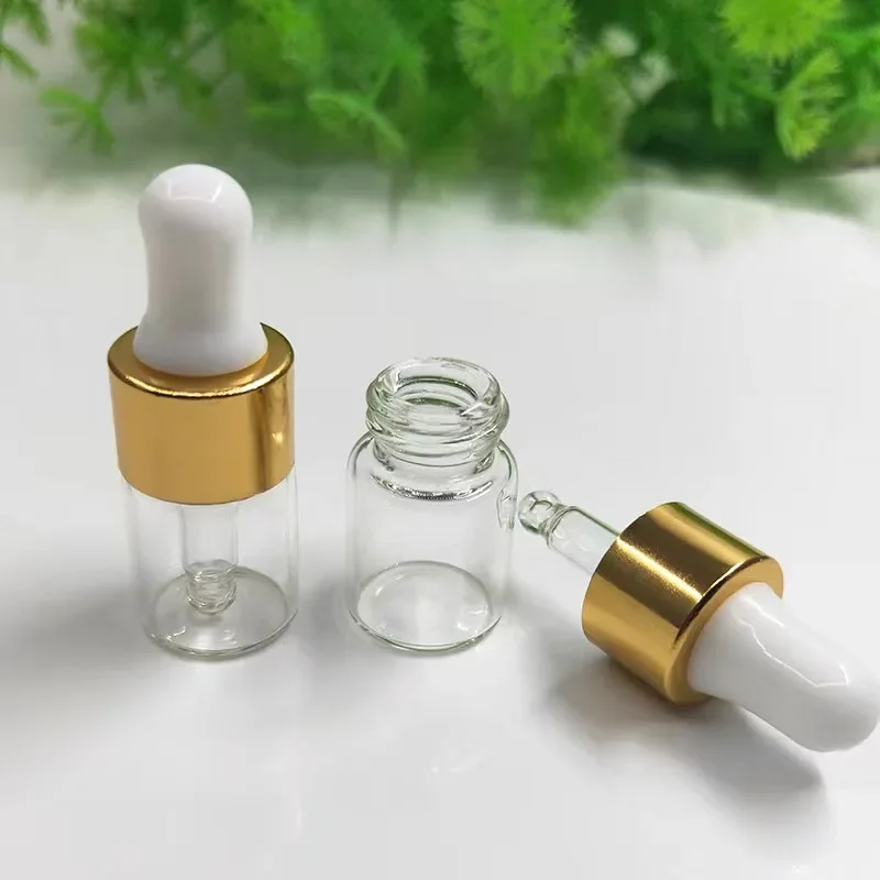 20pcs Mini Dropper Bottles Oil Aromatherapy Bottles with Rose Gold Cap Reagent Pipettes Bottles Transparent Bottle