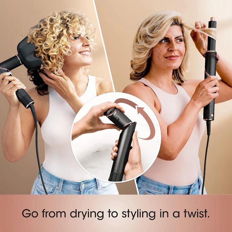 Hair Dryer & Powerful Styling System with 6-Piece Hair Styling Tools, Paddle Brush, Curl-Defining Hair Diffuser