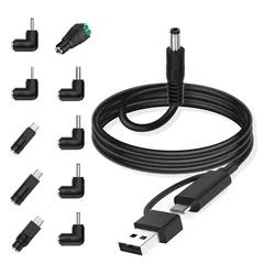 Cavo di alimentazione da USB/tipo C a cc 10 adattatore per spina cc cavo di ricarica di alimentazione per telefoni con altoparlanti Bluetooth striscia LED Mini ventola e altro 5V