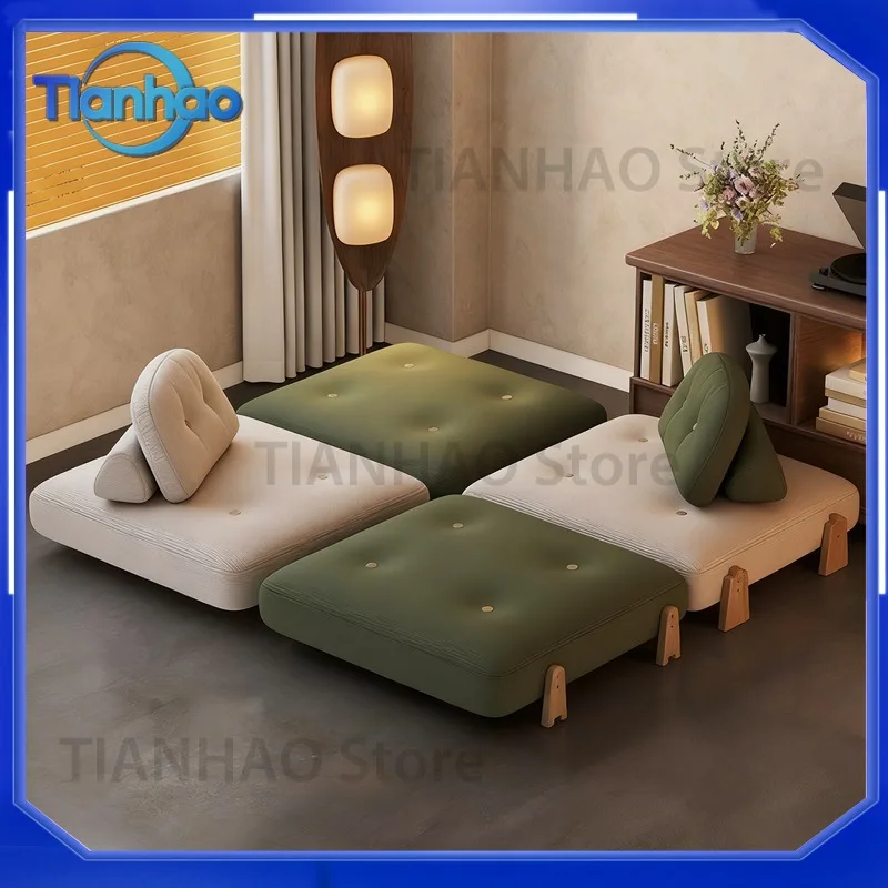 Foam Cube Lazy Sofa for Living Room Single Use Sofa Bed Foldable Fabric Lounge Chair Convertible Sleeping and Lounging Chair