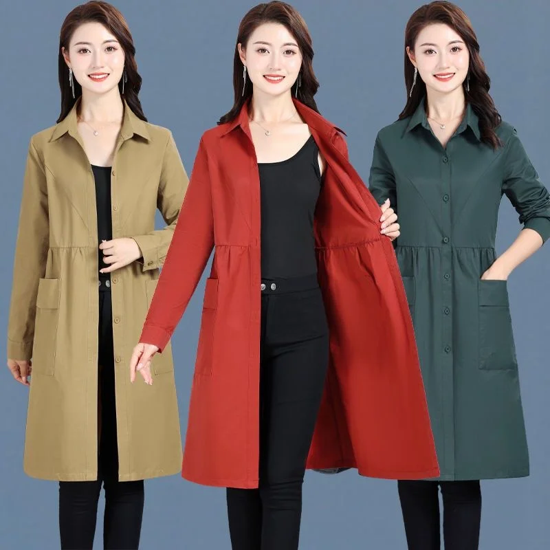 

Новая удлиненная ветровка свободного кроя больших размеров с отложным воротником, простая, универсальная, ветрозащитная