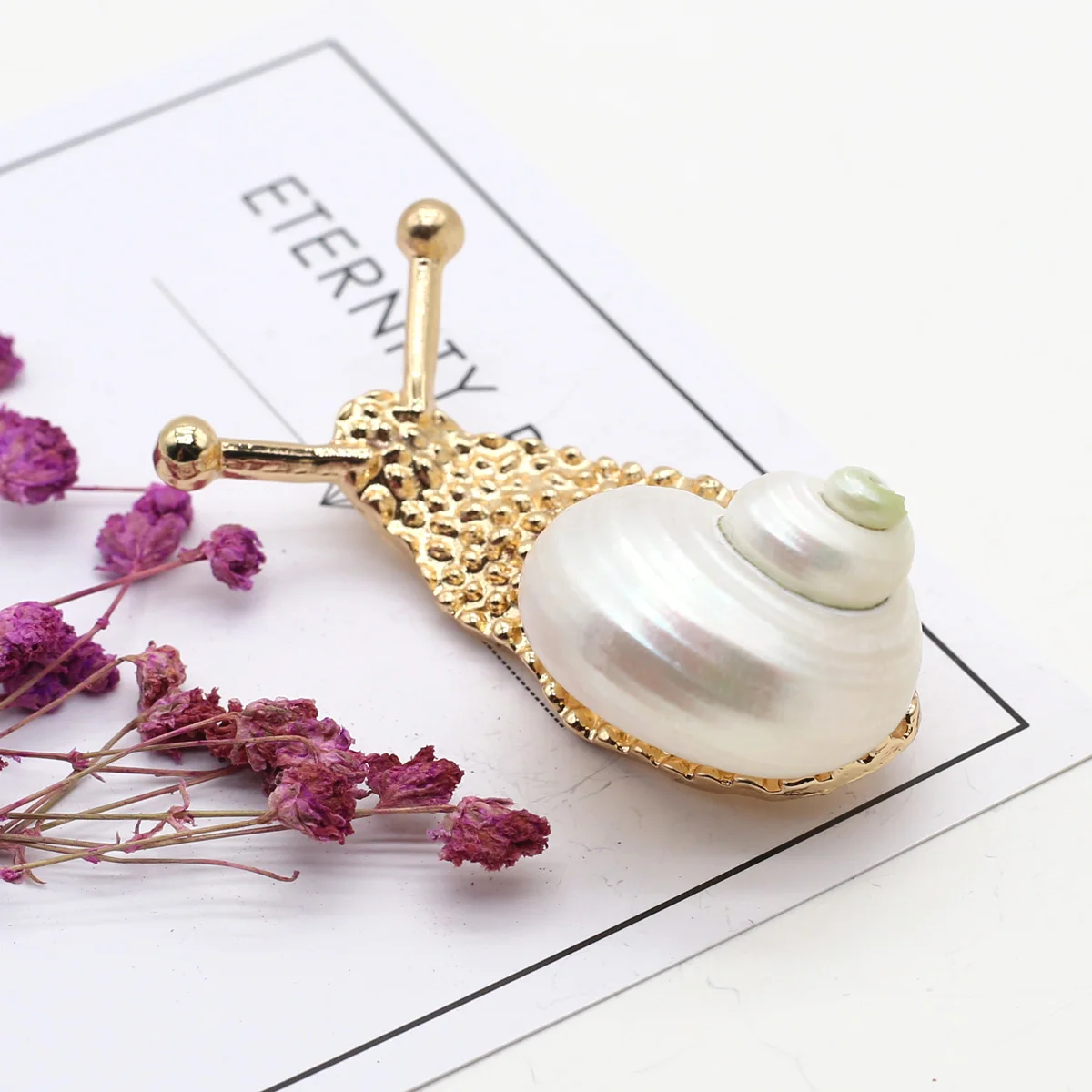 Natural Shell Snail Brooch Pendant Alloy Golden Silvery Corsage Charms For Jewelry Making DIY Necklace Women Gift Party 55X30mm - Image 2